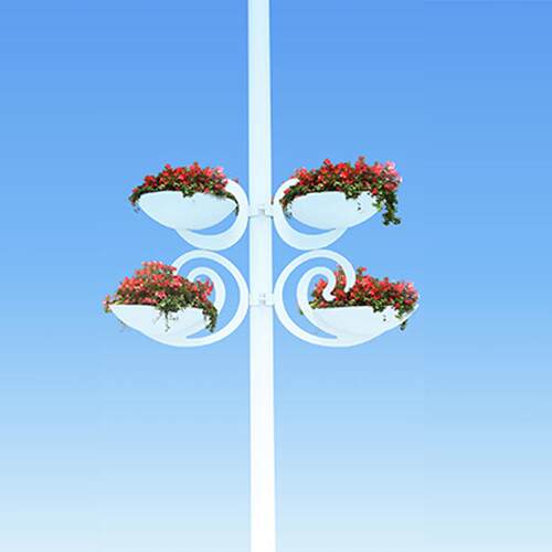 双浪花路灯杆花架户外花钵厂家生产铁艺花箱多层艺术花架景观路