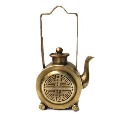 复古白铜镍白铜酒壶砚滴水滴摆件篆刻童子山水风景画铜古玩杂项