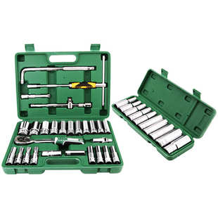 供应帝创28件加长套筒组合套装 汽修五金 镜面公制风炮组套工具