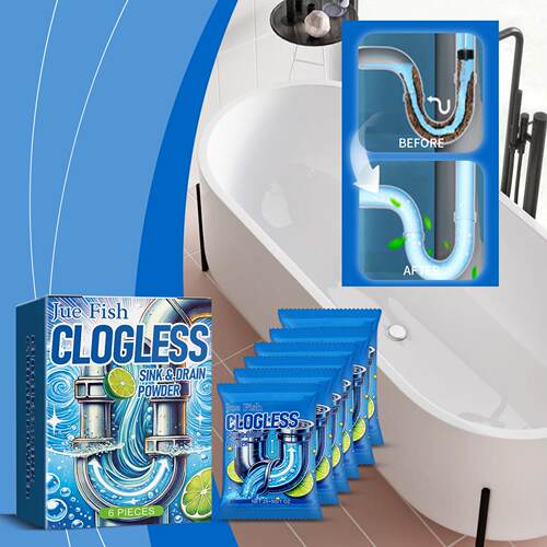 JUE FISH Drain Cleaner for Kitchen and Bathroom - Powder for