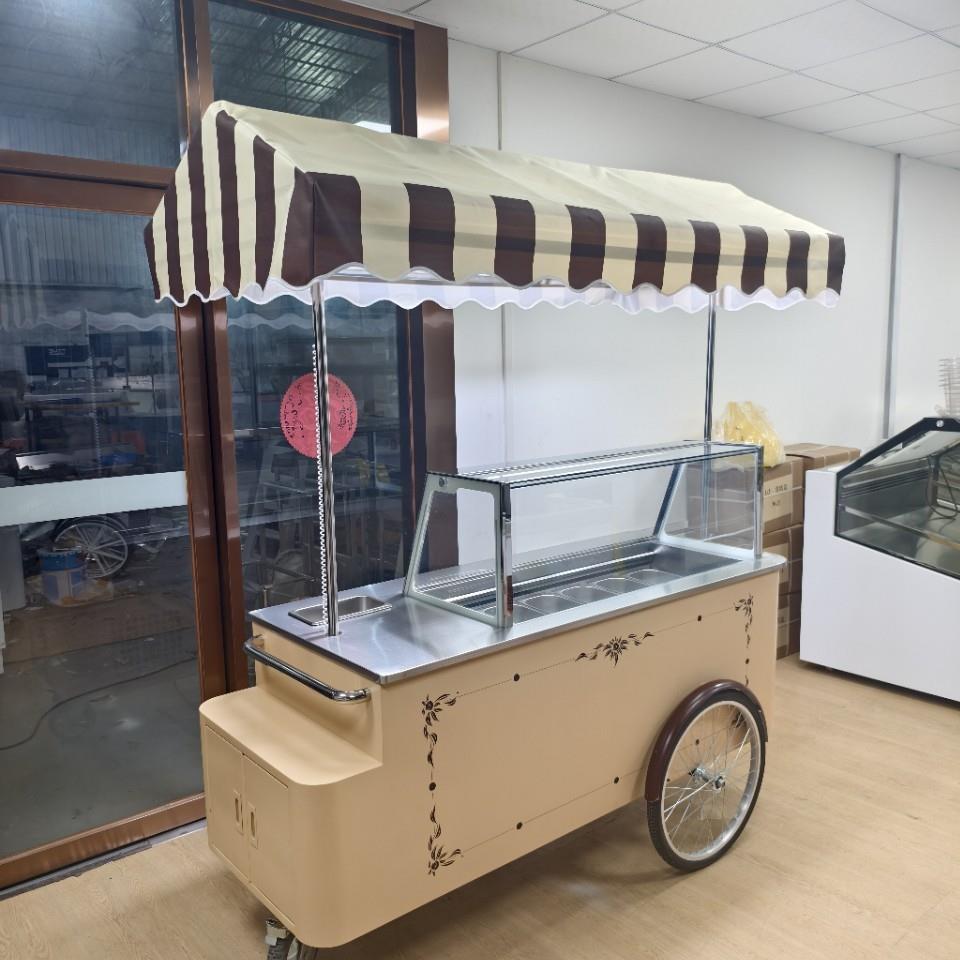 厂家供应户外摆摊餐车雪糕车110Vgelatocart冰淇淋手推车