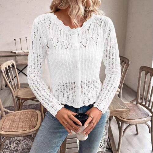Women's Plain Button Front Sweater Cardigan Basic Casual