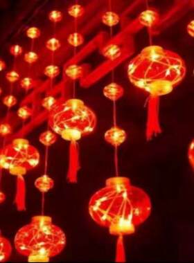 LED灯串新年春节装饰铜线彩灯红灯笼福字窗帘灯室内外喜庆装饰灯