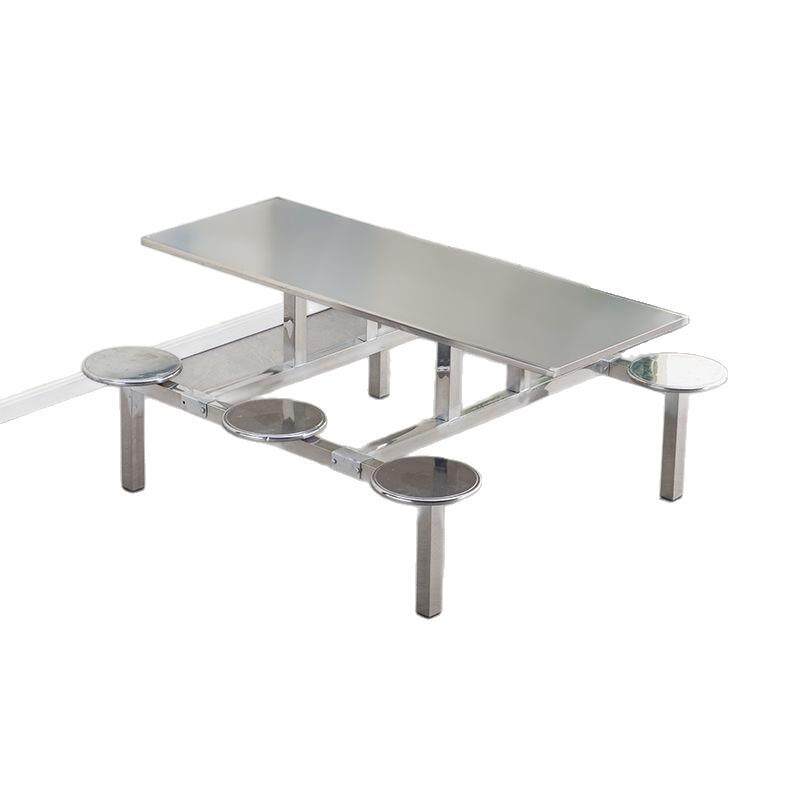 学校学生员工厂工地饭堂连体4人8人6人超市门口不锈钢食堂餐桌椅