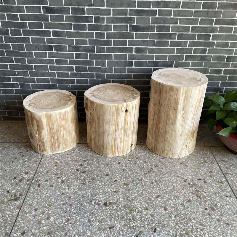 实木圆凳原木树桩木桩换鞋凳北欧简约茶几根雕凳子木墩子无油漆