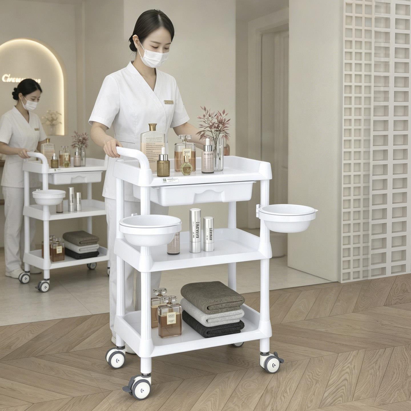 美容小推车美容院专用美甲美睫美发纹绣理发店移动置物架子工具车