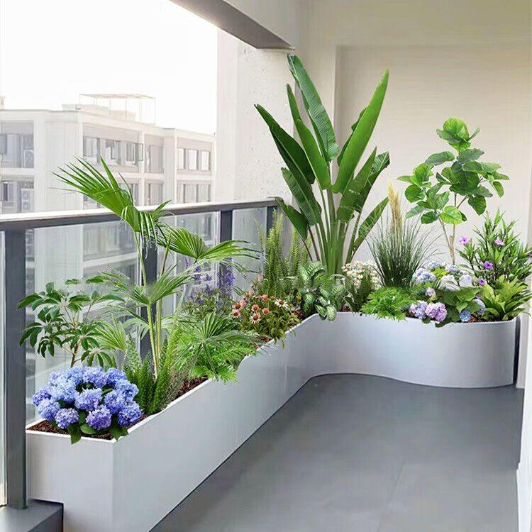 阳台花箱圆弧组合花箱屋顶露台铁艺花坛围栏耐用户外弧形种植花盆
