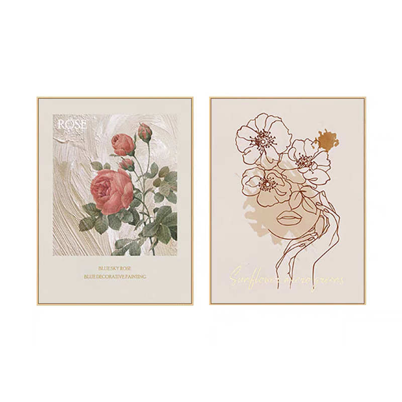 花卉现代简约客厅抽象艺术墙壁画小众床头轻奢挂画脸型卧室装饰画