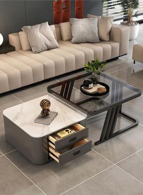 几客厅家用玻璃板网红岩小户茶型款CLZ茶台方形现代简约轻新奢茶