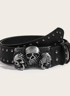 Belt Skull belt punk Button 皮带骷髅头腰带朋克按扣