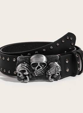 Belt Skull belt punk Button 皮带骷髅头腰带朋克按扣