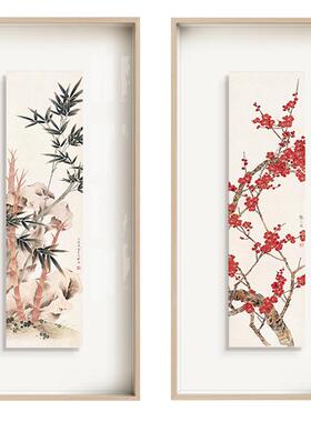 梅兰竹菊茶室挂画悬浮立体画新中式花卉雅致玄关餐厅装饰画花鸟画