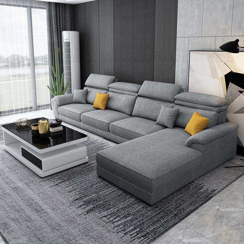 北欧布艺沙发客厅棉麻现代极简约小户型乳胶科技布转角组合可拆洗