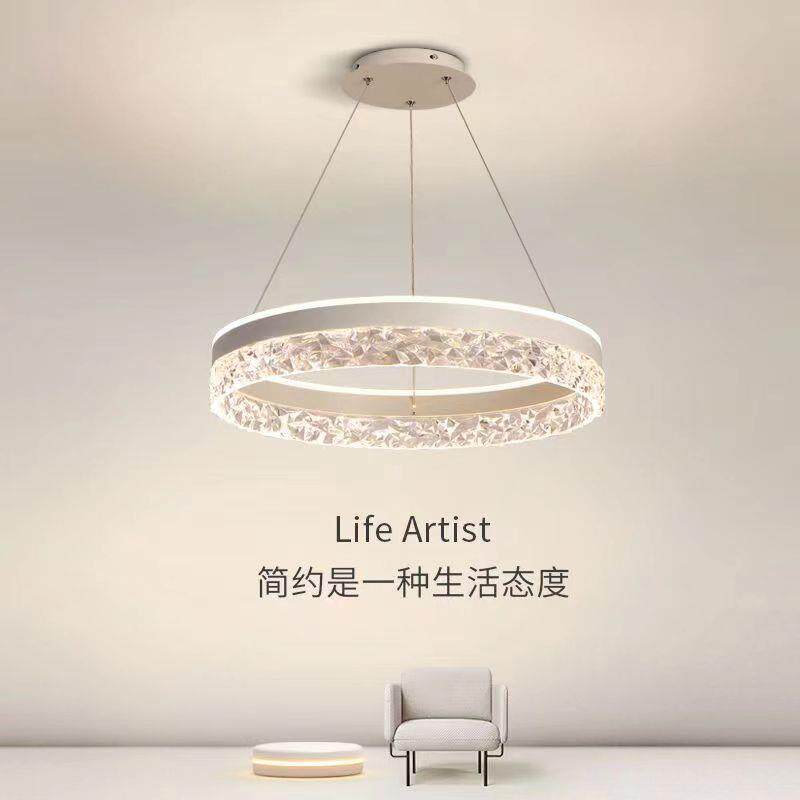 主卧室灯轻奢风北欧现代简约设计感餐厅吧台餐桌圆环吊灯房间主灯