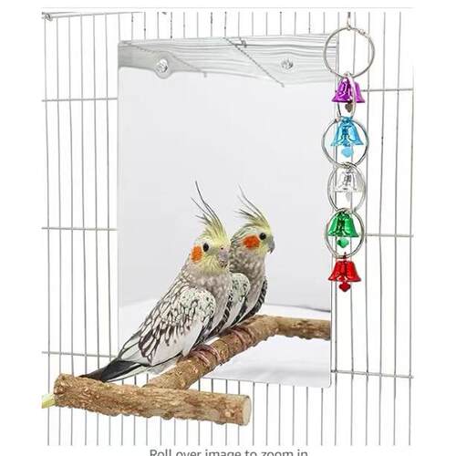 鹦鹉用品花椒木站架镜子虎皮牡丹玄凤啃咬棒啃咬铃铛串 鸟玩具