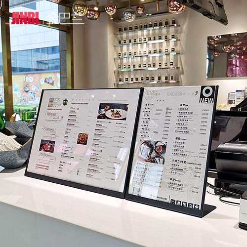 A3展示牌台卡奶茶店吧台点餐牌不锈钢立牌金属桌牌a4亚克力台