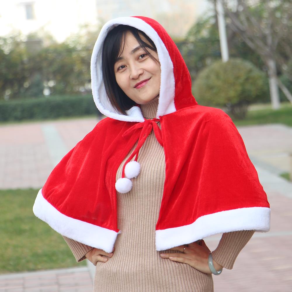 圣诞节服装成人披风斗篷儿童小红帽金丝绒披肩演出服圣诞老人衣服