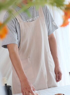 全棉免系带防泼水围裙 大码宽松舒适欧式围兜 男女通用轻薄工作服