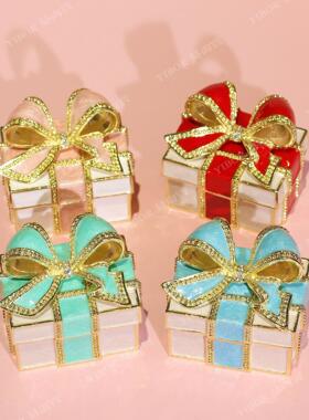 方金属珐琅彩首饰盒形AB2004小饰摆件婚七宝烧蝴蝶结礼创意品收纳