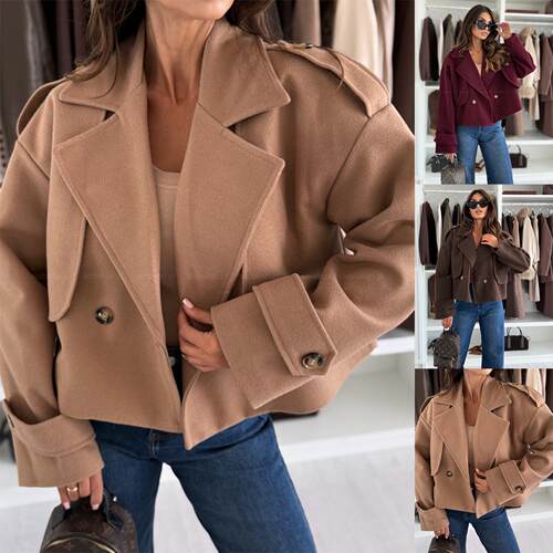 Long sleeved short woolen jacket women's clothing