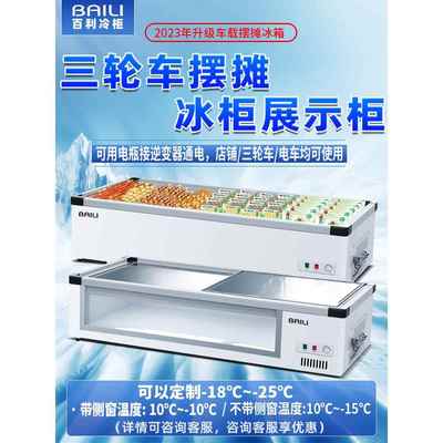 百利冰柜台式冷藏烧烤炸串展示柜小型冷冻保鲜卧式三轮车摆摊冰箱