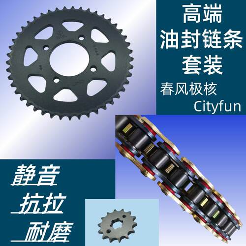 适用春风极核Cityfun链盘牙盘链轮套链三件套提速静音油封链条