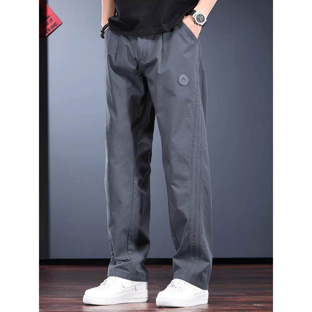 灰蓝色直筒裤男士2026夏季新款薄款透气宽松百搭休闲宽松纯棉裤子
