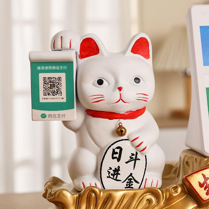 生意兴隆招财猫摆件多功能店铺装饰开业送礼收银台创意金色发财猫