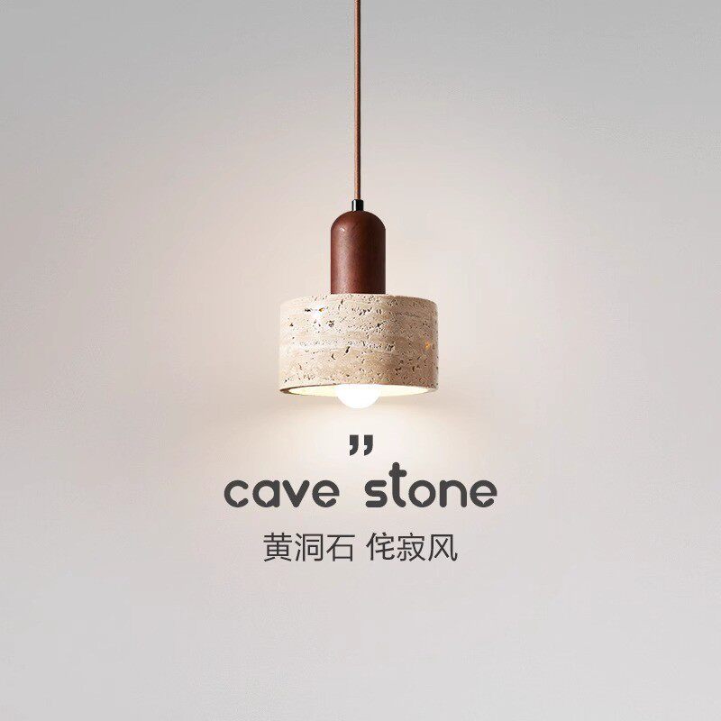 黄洞石卧室床头吊灯复古诧寂风民宿酒店咖啡厅装饰小吊线灯具家居