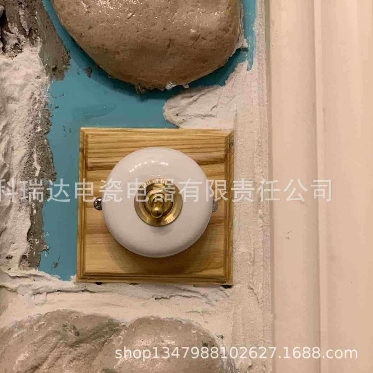 电商复古手拨开关明装民宿圆形单开双控拨杆陶瓷开关