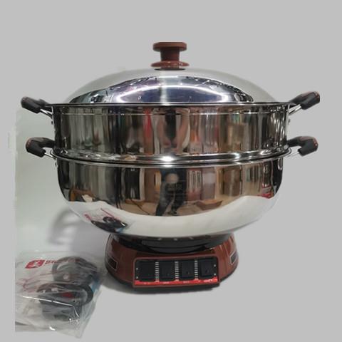 加厚不锈钢多功能电火锅电火锅38/40/42cm电炒锅商用建筑工地电蒸