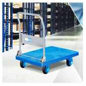 单层静音手推车可折叠四轮塑料防静电平板车小推车拉货车