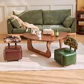 实木凳子家用靠背小椅子移动沙发凳软包换鞋 凳万向轮板凳家用矮凳