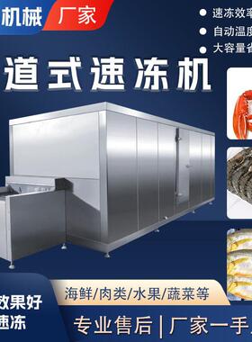 低温大龙虾黑虎虾海产品隧道速冻机全自动商用黄花鱼速冻设备