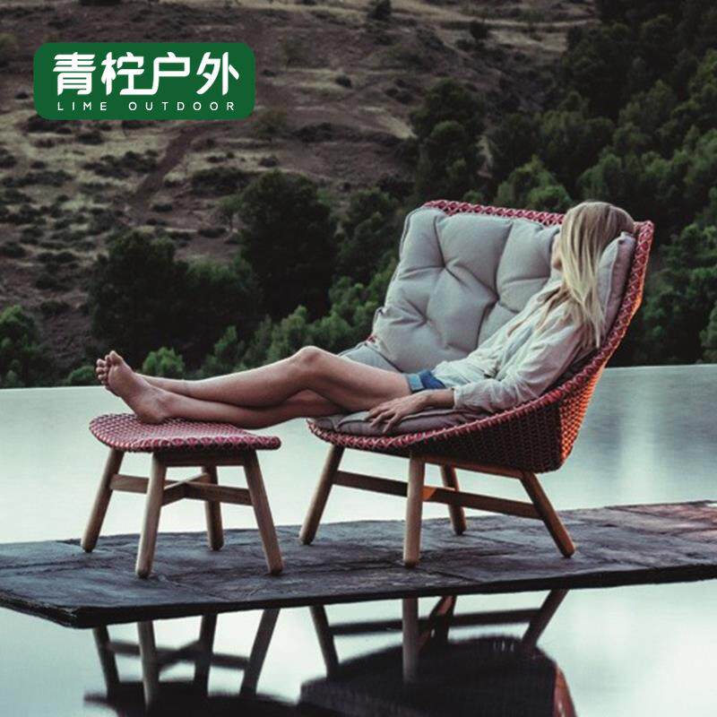 户外躺床沙发椅庭院藤编休闲别墅乡村民宿阳台藤沙发创意单懒人椅