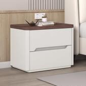 全实木床头柜烤漆加厚简约现代高级卧室家用床边柜落地免安装 柜子