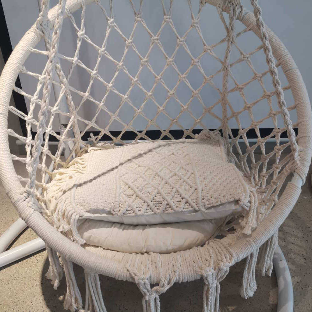 ins网红流苏棉绳吊椅 悬挂式阳台室内家用秋千摇篮椅