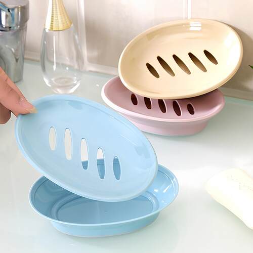 Double-layer soap box, portable with lid, creative and cute