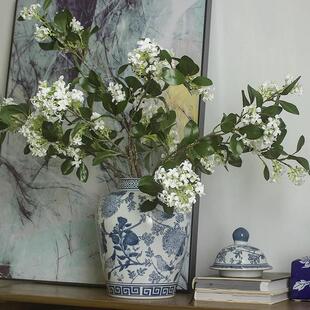 仿古手绘青花瓷花瓶摆件中式古香古色客厅水培插花花器储物罐