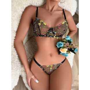 Ellolace Set Pieces Transpa Lace Fancy Lingerie Sexy Woman