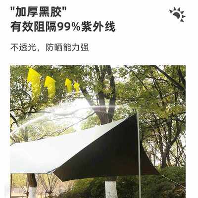 黑胶蝶形六角天幕户外露营防晒涂银便携遮阳布防风晒防雨厂家批发