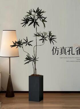 孔雀木彷真绿色植物高端轻奢客厅彷生假植物室内大型落地盆栽装饰