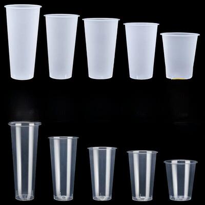 90口径500 600 700 1000ml高透磨砂注塑杯一次性奶茶杯子带盖网红