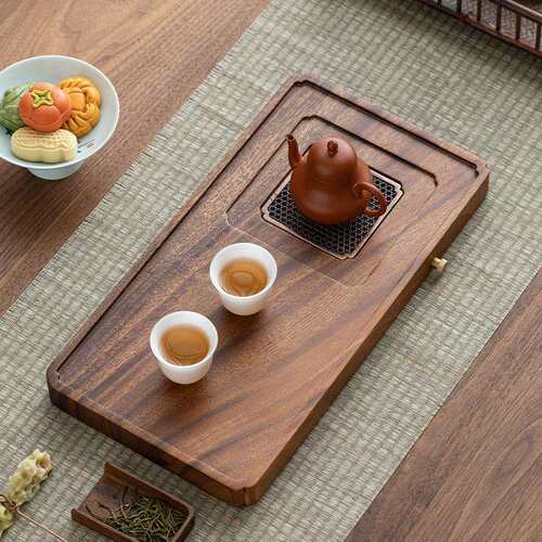 胡桃木茶盘2024新款家用茶托盘实木干泡台茶台茶海储排两用