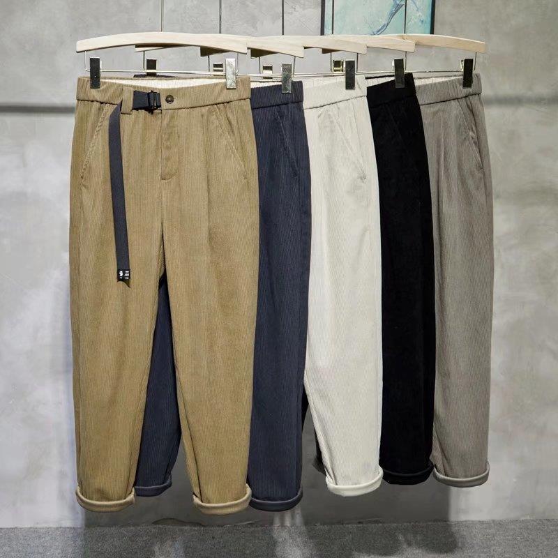新款秋冬加厚休闲裤男韩版修身锥形九分西装裤色灯芯绒小西0929z