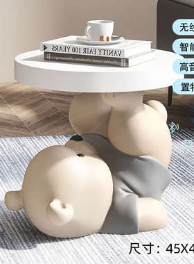 大型熊茶几落地摆件客厅沙发旁床头柜托盘收纳家居装饰品乔迁礼品