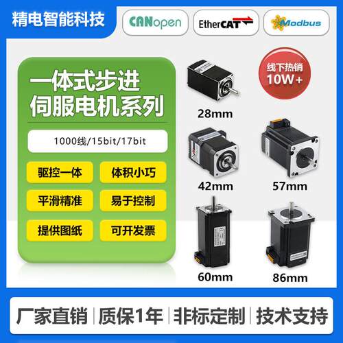 一体式闭环步进电机套装全系列 多种通讯 脉冲型 RS485 CANopen