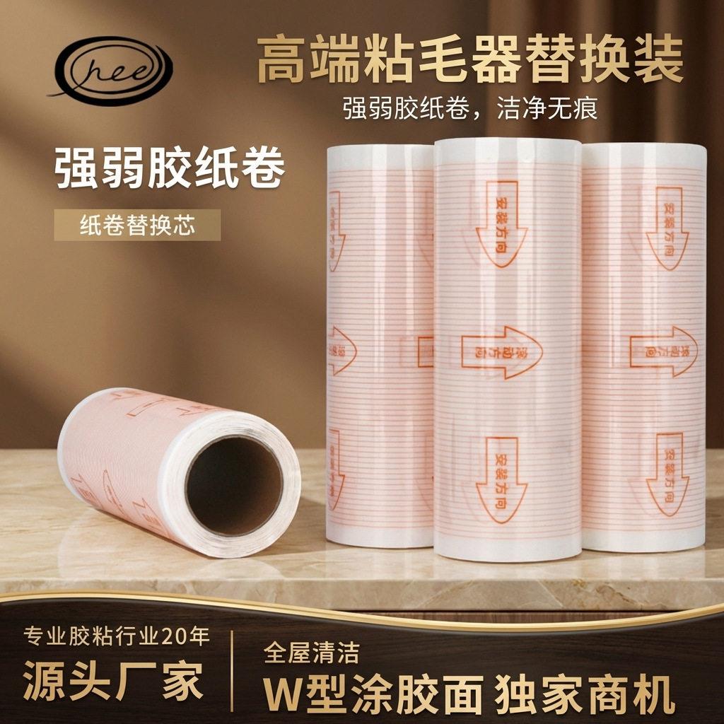 替换芯16cm强弱胶粘毛滚筒纸粘毛器直撕沾毛除尘纸清洁去浮毛