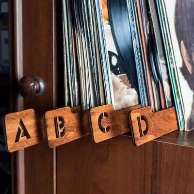 26Pcs/Set Wooden Vinyl Record Divider Bookmark A to Z