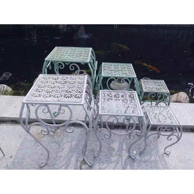 美式复古铁艺花凳三件套 花园园艺阳台层次阶梯花架 盆栽装饰花托